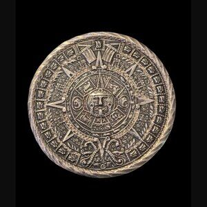 Vintage 925 Sterling Silver Mexican Mayan Calendar 2.27" Long Brooch Pendant